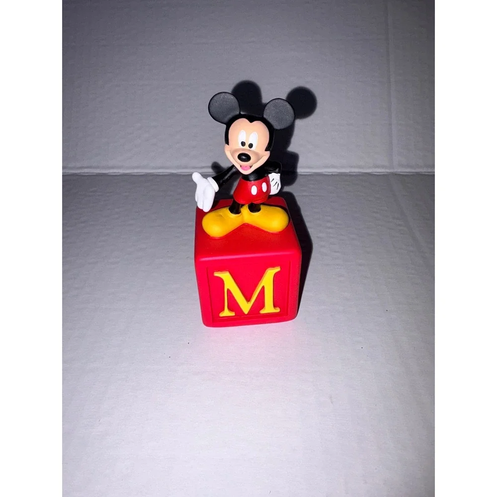 Disney Mickey Mouse Figurine on Red Letter M‎ Alphabet Block Collectible Decor